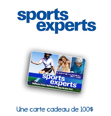 Concours gratuit : Spécial : Une carte cadeau d'une valeur de $100 chez Sports Experts