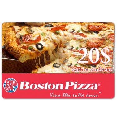 Concours gratuit : Gagnez une carte cadeau de 20$ chez Boston Pizza